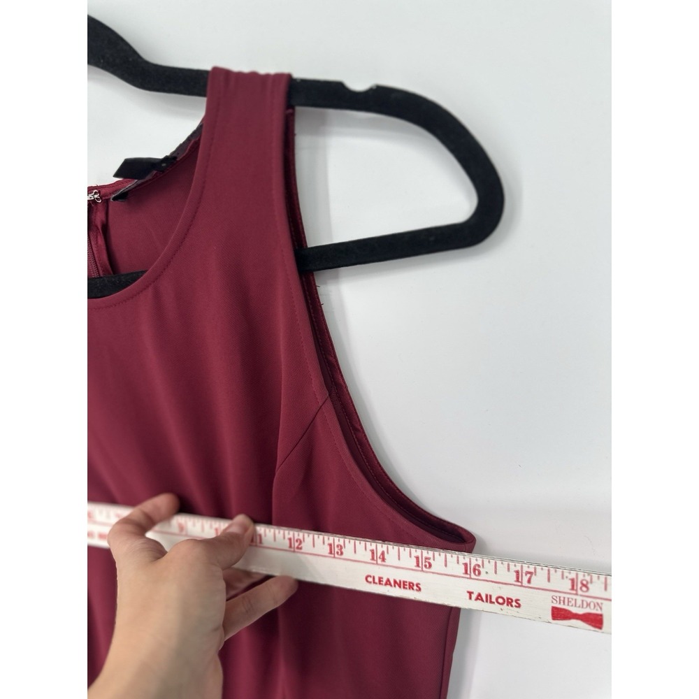 White House Black Market Jumpsuit Size 6 Burgundy Wine Overlay Sleeveless 0288 - Picture 2 of 7
